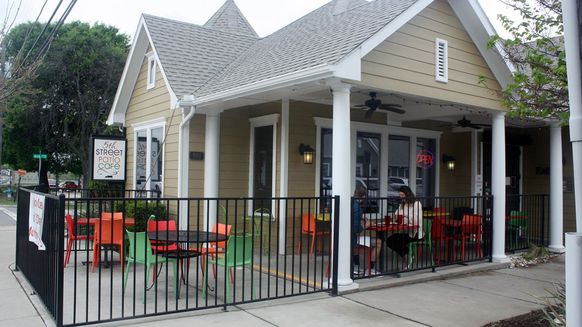 5th Street Patio Cafe outdoor patio in downtown Frisco, TX