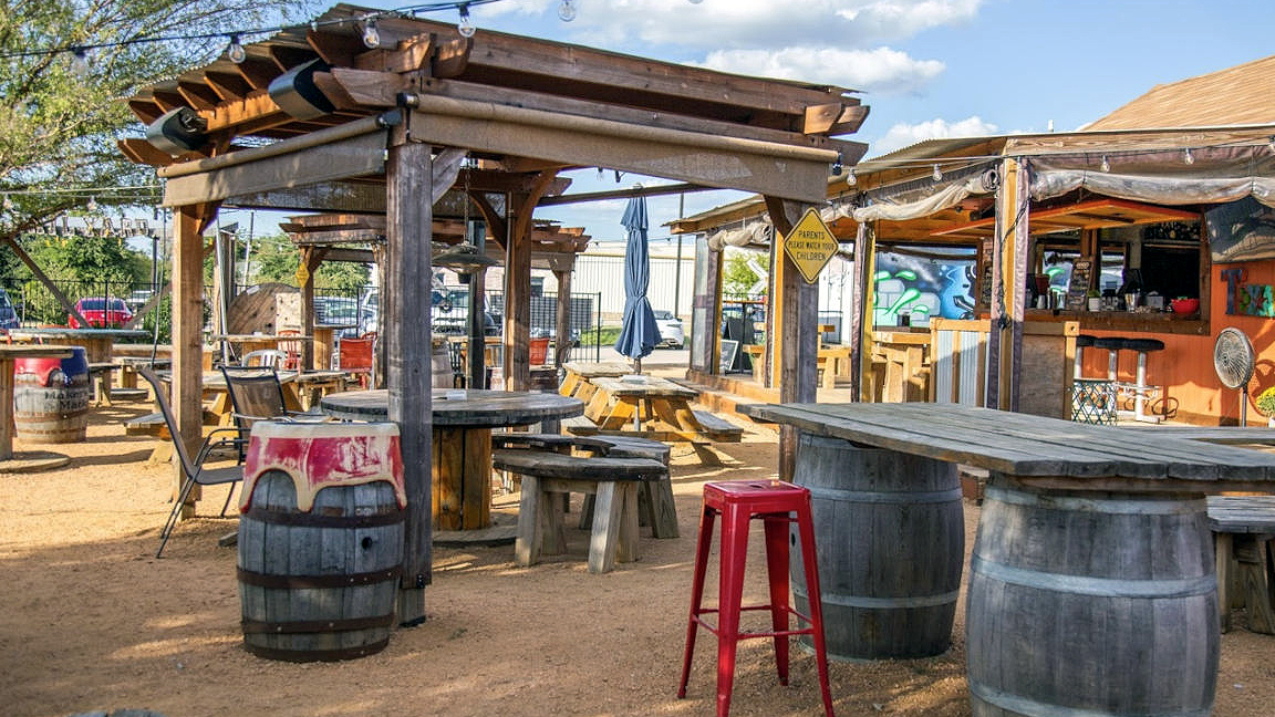 Frisco Rail Yard outdoor food truck park in the Rail District, Frisco, TX
